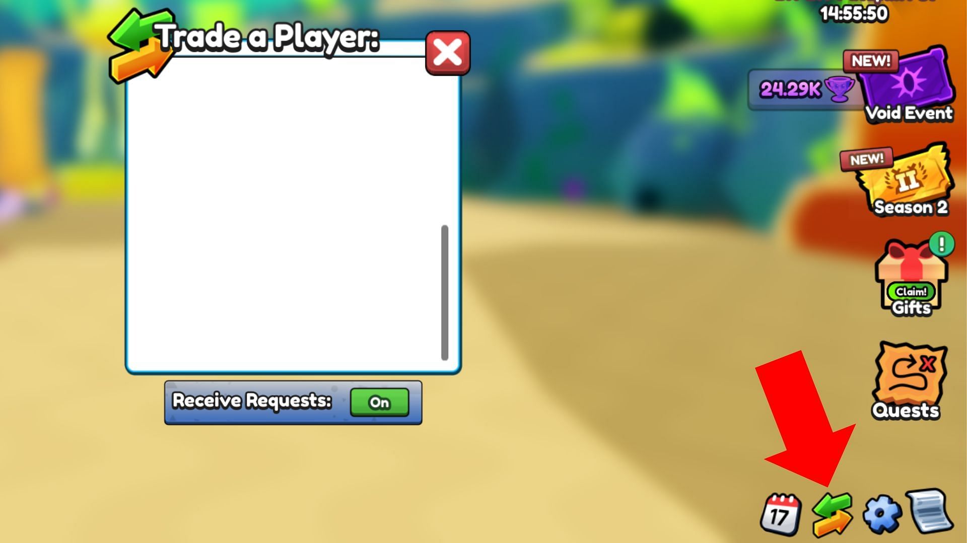 The trade feature in the game (Image via Roblox)